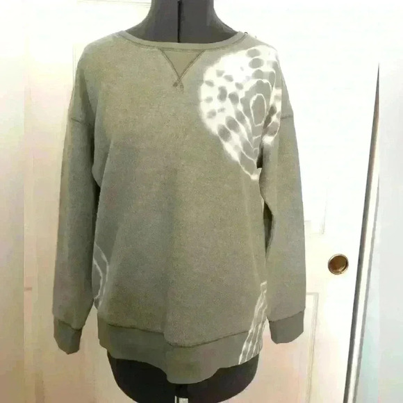 JUSTICE olive military green fleece tye-die long sleeve pullover youth 14-16 - Picture 2 of 4